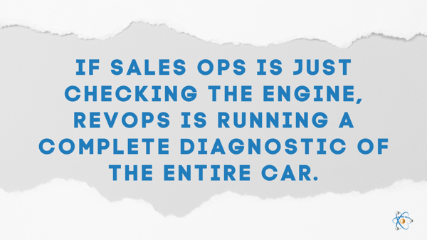 If sales ops is just checking the engine, revops is running a complete diagnostic of the entire car.