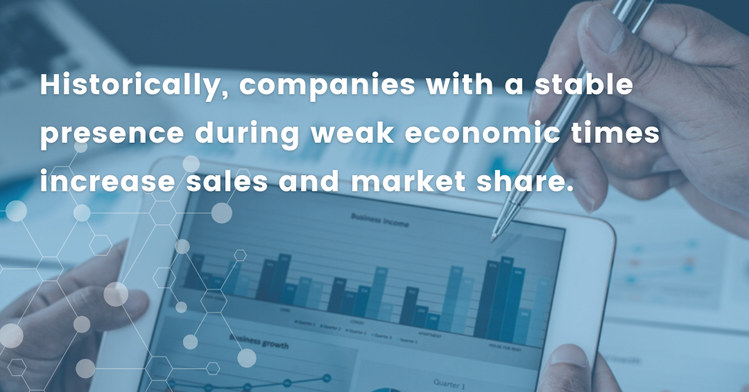 Historically, companies with a stable presence during weak economic times increase sales and market share.